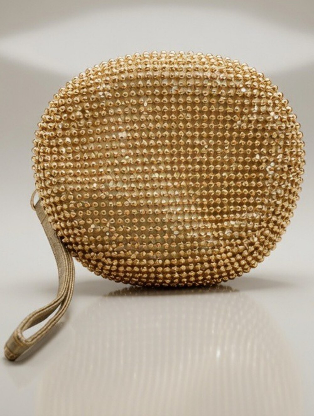 Gold Beaded Wristlet Clutch - Elegant Evening Accessory